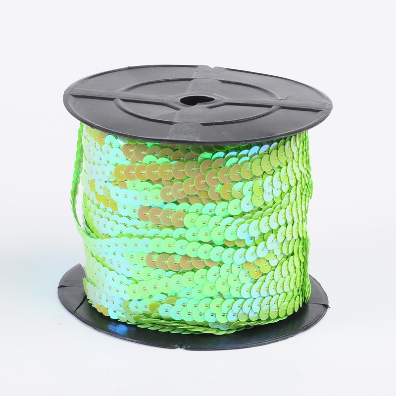 PandaHall Lt.Green With AB Color Paillette/Sequin Roll, 6mm in diameter, 100 yards/roll Plastic Flat Round Green