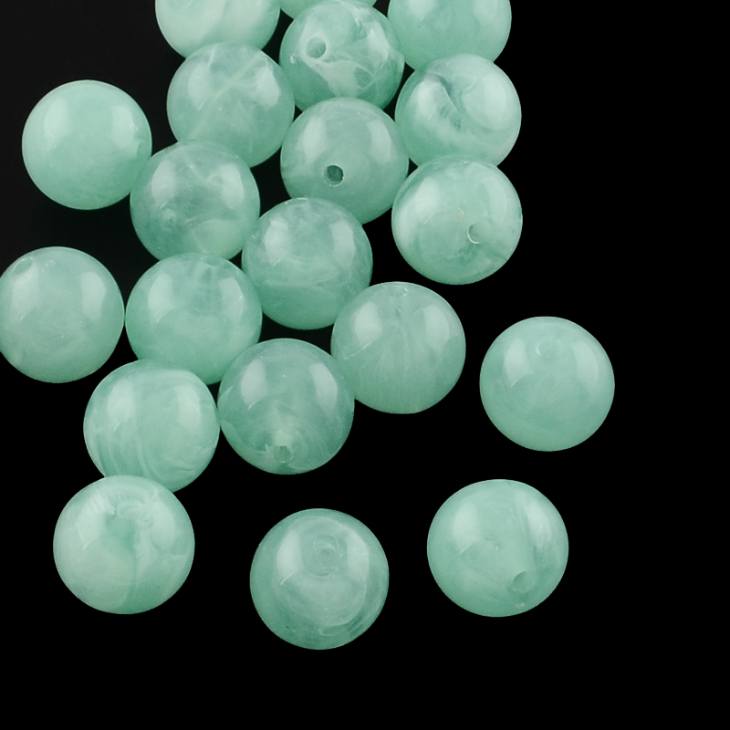 PandaHall Round Imitation Gemstone Acrylic Beads, MediumAquamarine, 8mm, Hole: 2mm Acrylic Round Green