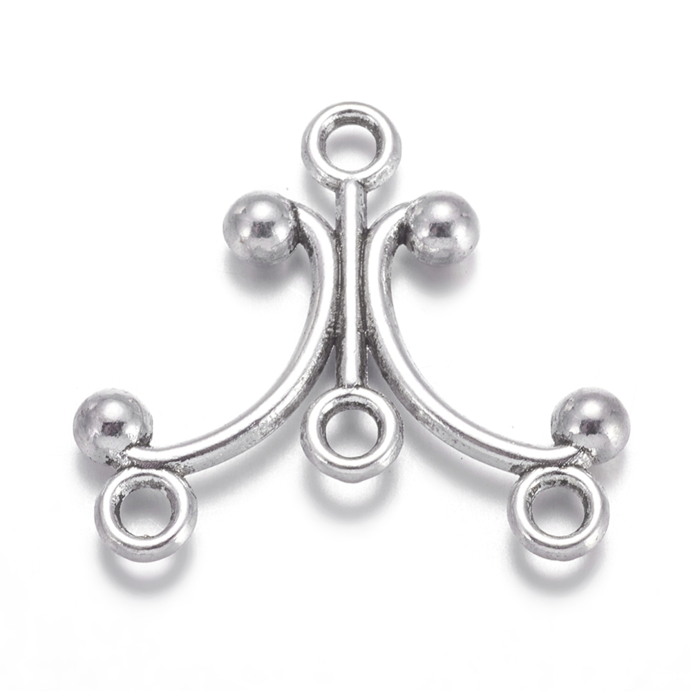 PandaHall 10PCS Antique Silver Tibetan Style Alloy Chandelier Components Links, Lead Free and Cadmium Free and Nickel Free, Triangle...