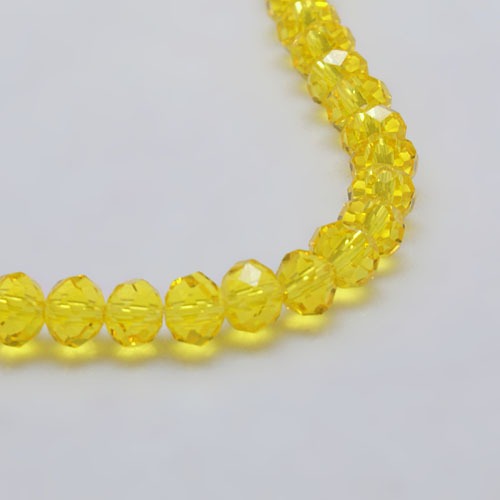 PandaHall Transparent Glass Bead Strands, Faceted, Rondelle, Yellow, 4x3mm, Hole: 1mm; about 149pcs/strand, 18.1" Glass Rondelle Yellow