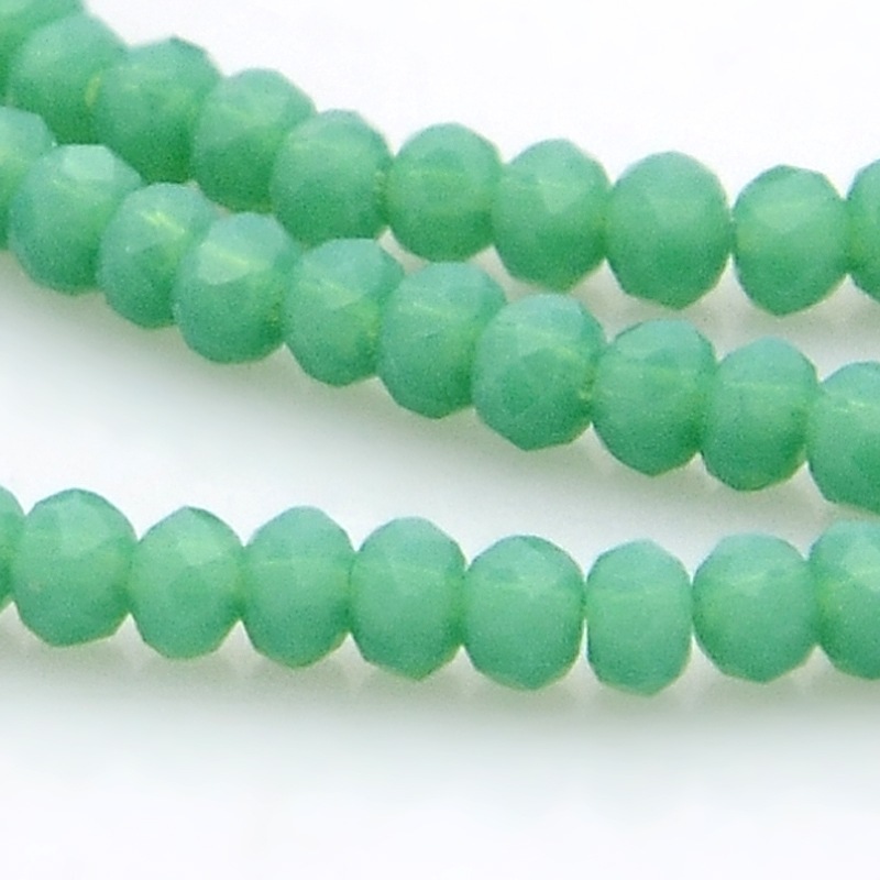 PandaHall Imitation Jade Glass Faceted Rondelle Beads Strands, MediumSpringGreen, 3x2mm, Hole: 1mm; about 198pcs/strand, 15.7" Glass...