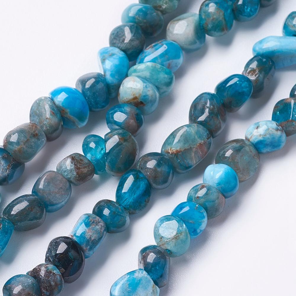 PandaHall Natural Apatite Beads Strands, Chip, 4~9x4~7mm, Hole: 1mm; 15.5"(39.5cm) Apatite Chip Blue