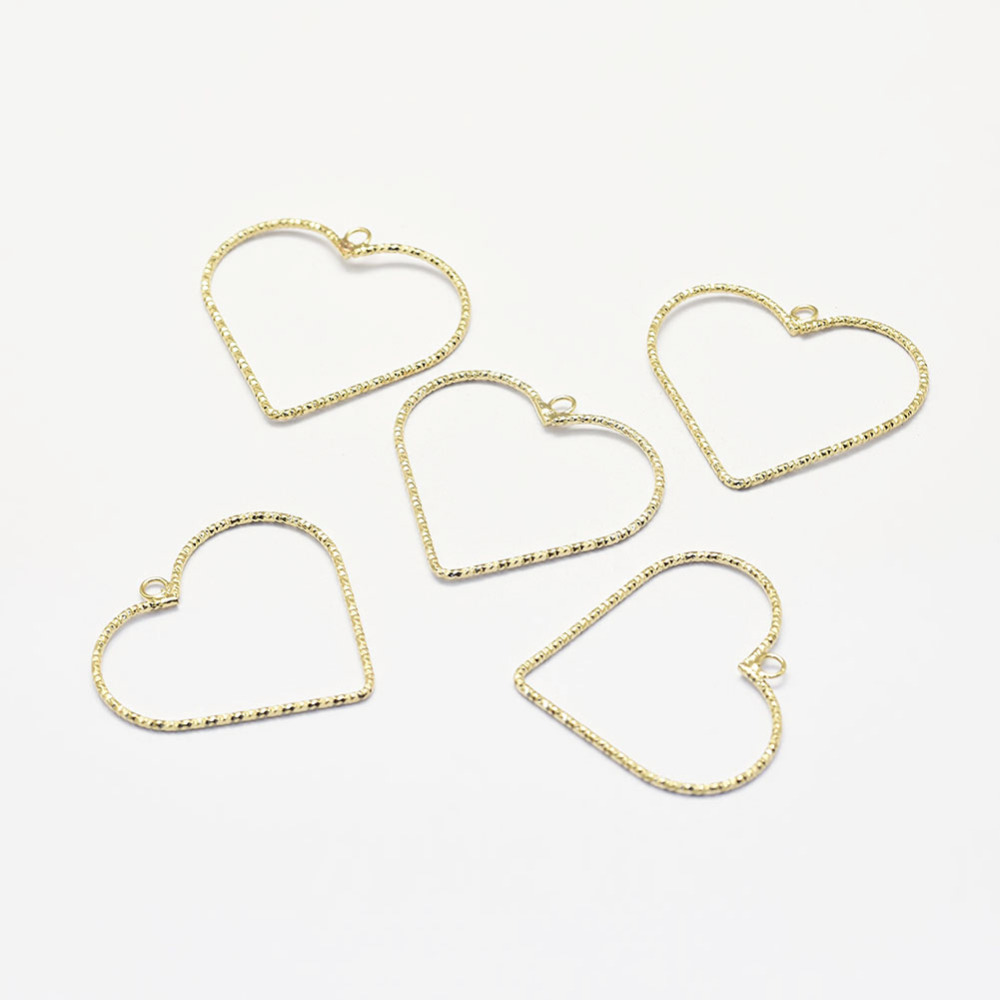 PandaHall Long-Lasting Plated Brass Pendants, Real 18K Gold Plated, Nickel Free, Heart, 30x30x1mm, Hole: 2mm Brass Heart