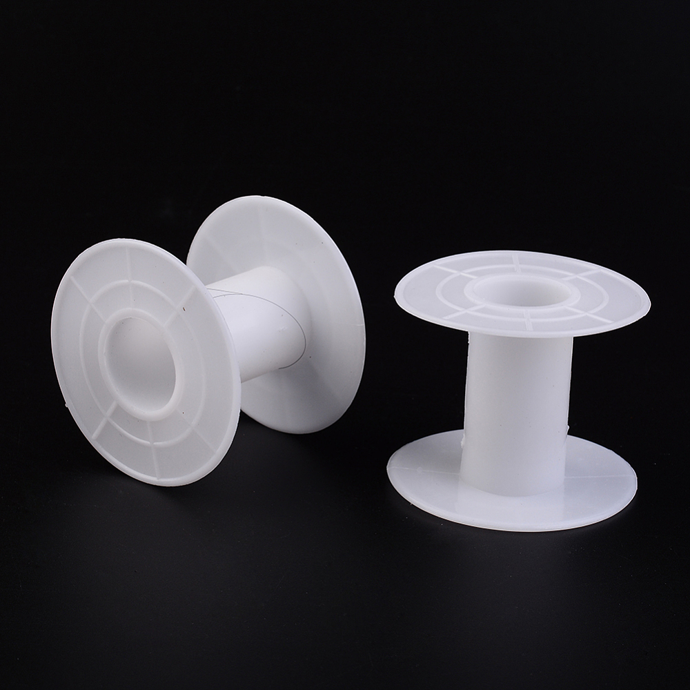 PandaHall Plastic Spools, Wheel, White, 24x47mm, Hole: 21mm Plastic White