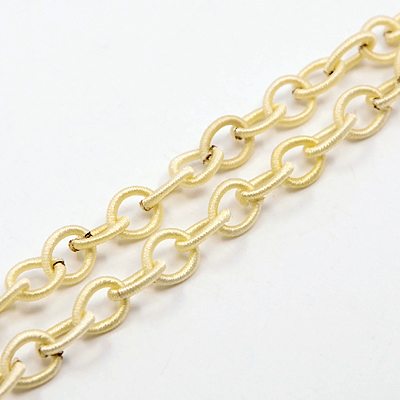 PandaHall Handmade Nylon Cable Chains Loop, Oval, LightKhaki, 10x8x2mm, about 85cm/strand, 33.5" Nylon