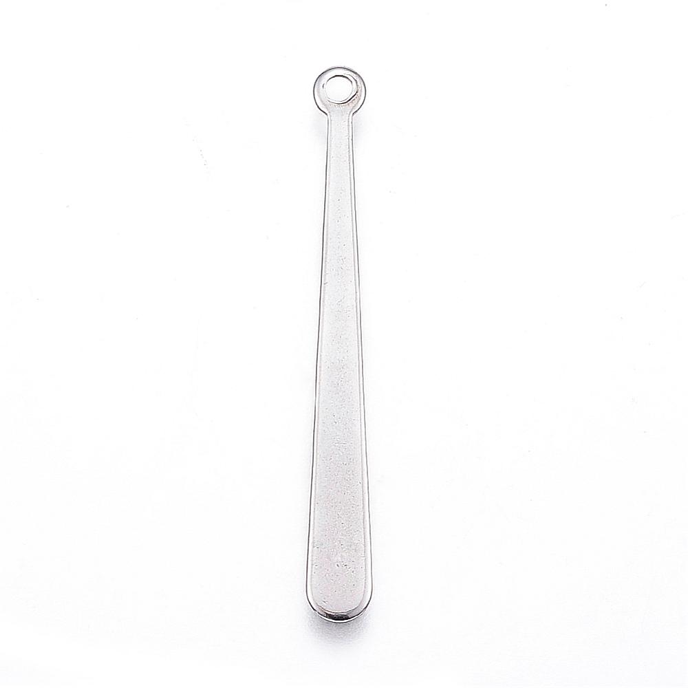 PandaHall 304 Stainless Steel Pendants, Baseball Bat, Stainless Steel Color, 31x3.5x0.6mm, Hole: 1.5mm Stainless Steel Sports Goods