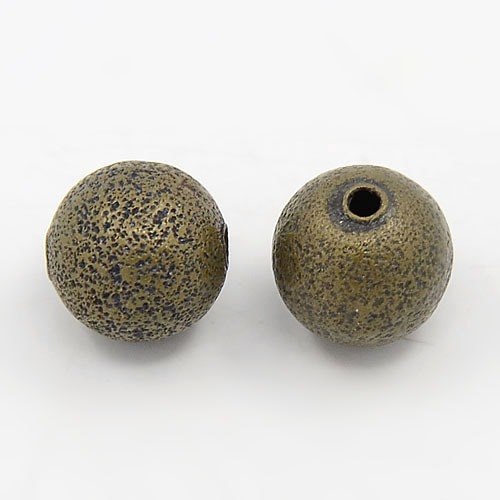 PandaHall 10MM Antique Bronze Round Spacer Brass Stardust Beads, Nickel Free, hole: 1.8mm Brass Round