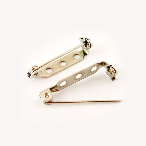 PandaHall Iron Brooch Findings, Back Bar Pins, Platinum, 33mm long, 5mm wide, 7mm thick, hole: about 2mm Iron