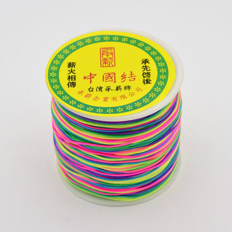 PandaHall Round String Thread Polyester Fibre Cords, Colorful, 0.7mm, about 100m/roll Polyester