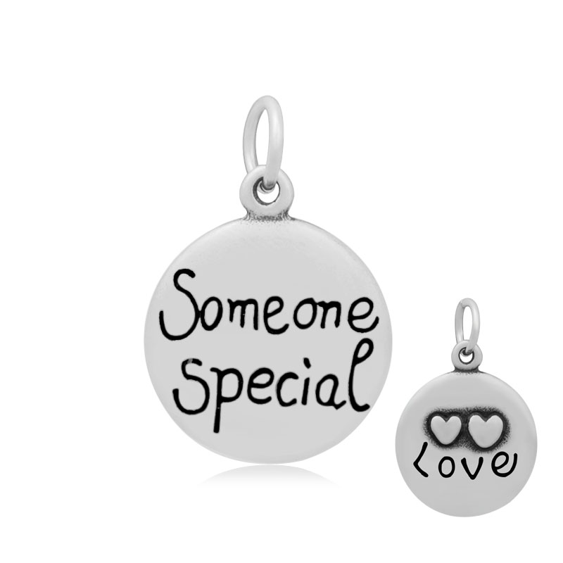 PandaHall Flat Round Heart with Word Love Someone Special 316 Stainless Steel Pendants, Antique Silver, 21x17.5x4mm, Hole: 5mm Stainless...