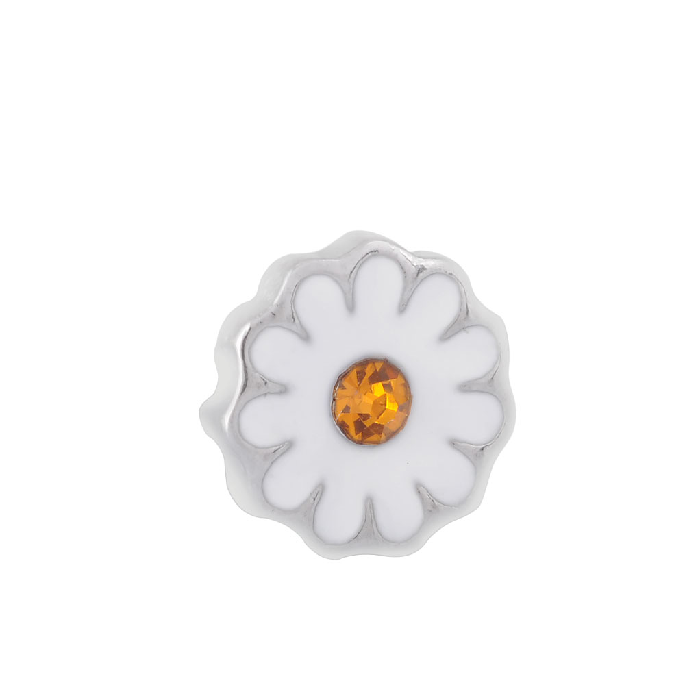 PandaHall Alloy Enamel Cabochons, Floating Locket Charms, Flower, Snow, 9x9x2mm Alloy Flower White