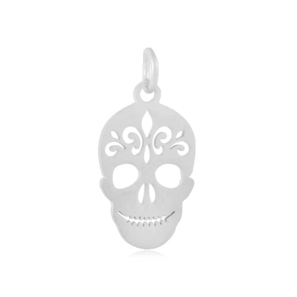 PandaHall 304 Stainless Steel Pendants, Skull, Stainless Steel Color, 18x10x1mm, Hole: 3mm Stainless Steel Skull