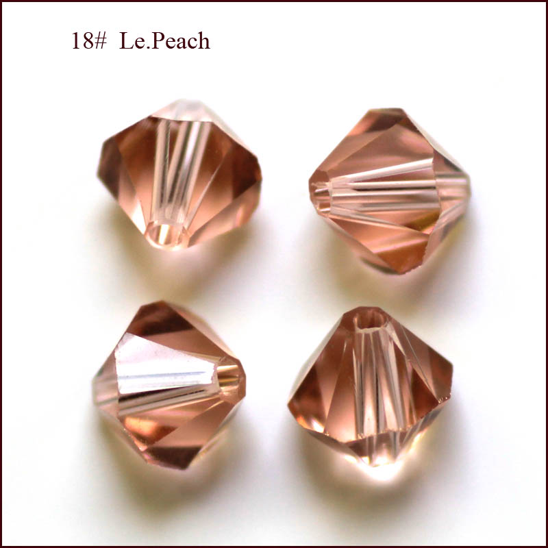 PandaHall Imitation Austrian Crystal Beads, Grade AAA, Faceted, Bicone, PeachPuff, 4x4mm, Hole: 1mm Glass Bicone Brown
