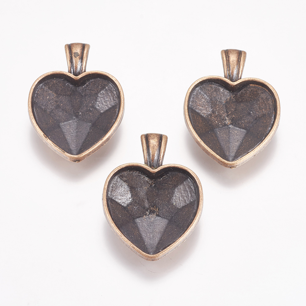 PandaHall Alloy Pendant Cabochon Settings, Lead Free & Cadmium Free & Nickel Free, Heart, Red Copper, 42x30x8mm, Hole: 7x6mm, Tray: 26x26mm...