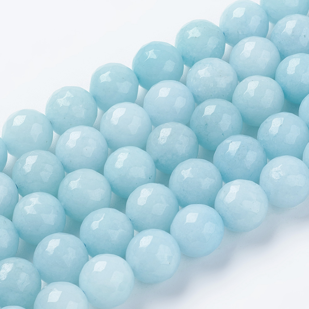 PandaHall Natural Amazonite Beads Strands, Faceted, Dyed, Round, MediumAquamarine, 10mm, Hole: 1mm; about 38pcs/strand, 15.75" Amazonite...