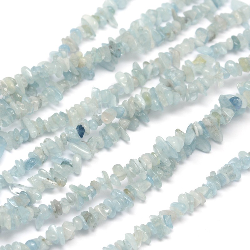 PandaHall Chips Natural Aquamarine Beads Strands, 3~8x3~12x3~5mm, Hole: 1mm; about 32" Aquamarine Chip