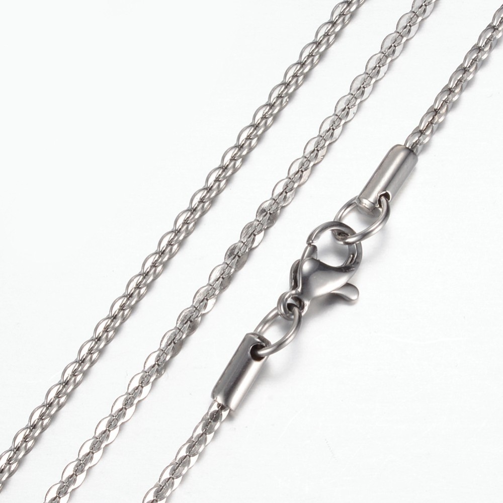 PandaHall 304 Stainless Steel Chain Necklaces, with Lobster Claw Clasps, Stainless Steel Color, 20.07"(51cm) Stainless Steel