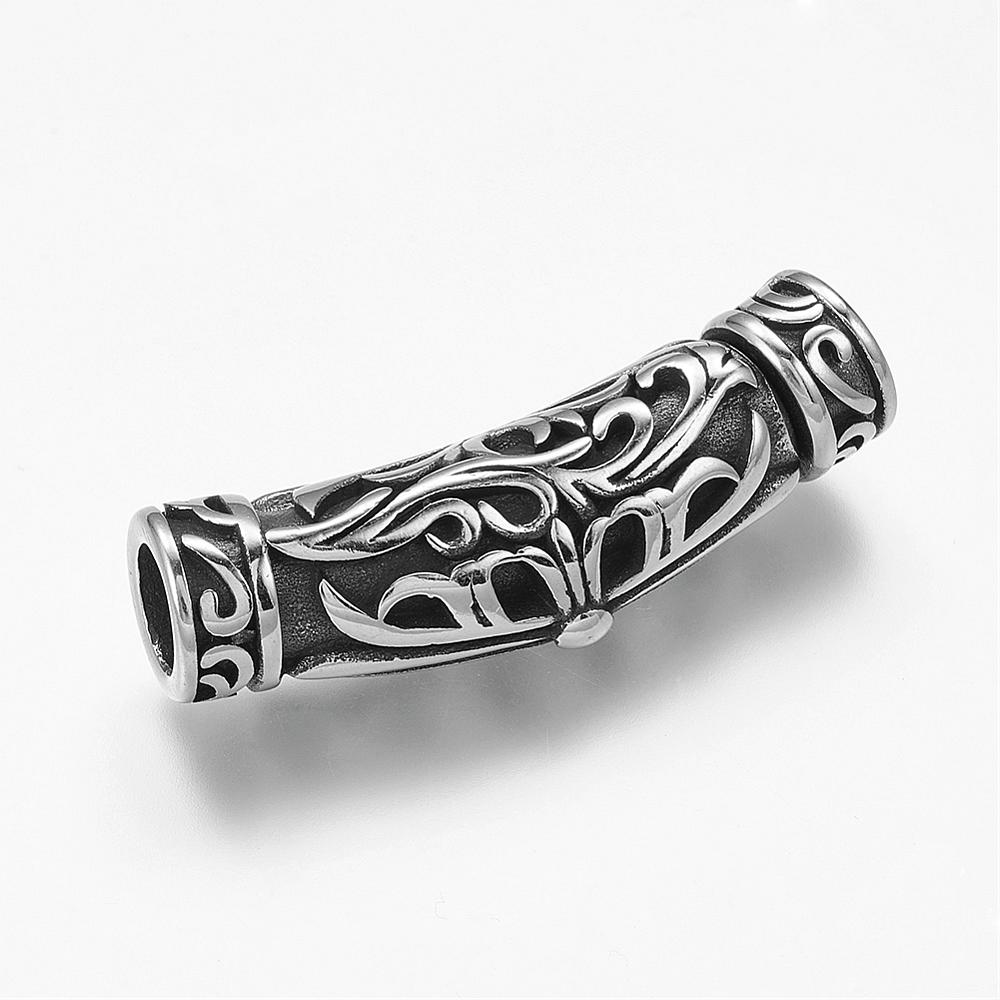 PandaHall 304 Stainless Steel Magnetic Clasps, Column, Antique Silver, 40x12x10mm, Hole: 6mm Stainless Steel Column