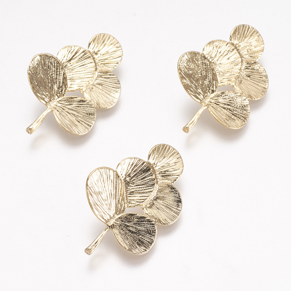 PandaHall Brass Links, Real Gold Plated, Leaf, 29x19x5.5mm, Hole: 1.5mm Brass Leaf