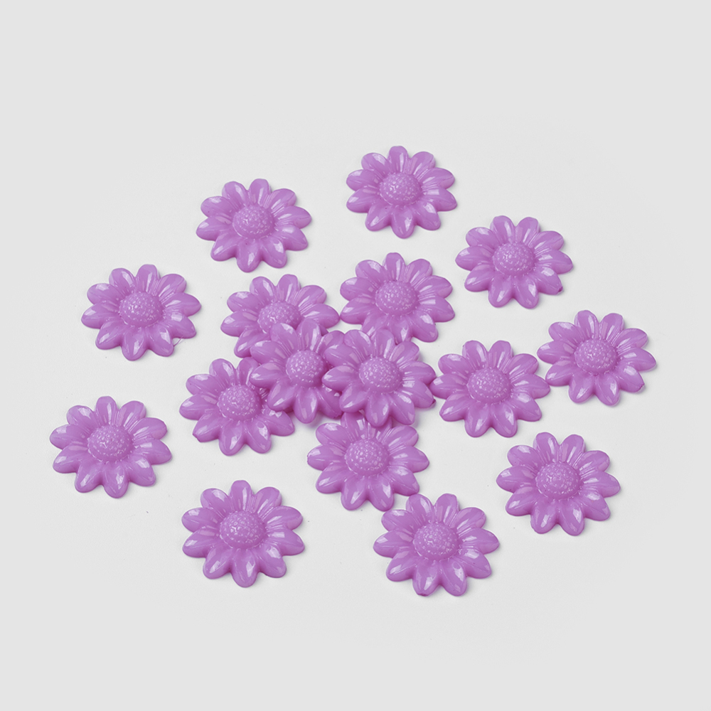 PandaHall Acrylic Cabochons, Dyed, Sunflower, MediumPurple, 20x3.5mm Acrylic Flower Purple