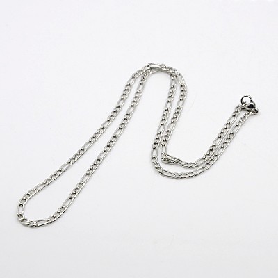 PandaHall Figaro Chain Necklace for Men, 304 Stainless Steel Necklaces, with Lobster Claw Clasps, Stainless Steel Color, 17.7"(45cm)...