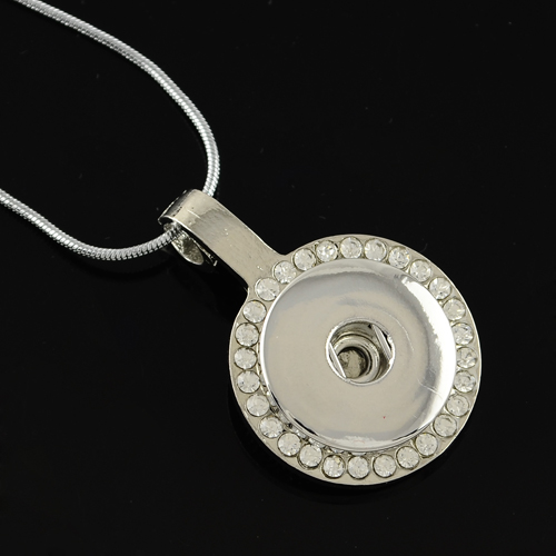 PandaHall 18.8" Platinum Tone Trendy Snap Necklace Making, Brass Pendant Necklace Making, with Crystal Rhinestone Beads and Iron End Chains...