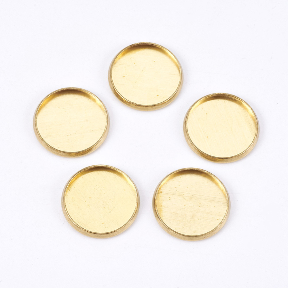 PandaHall Brass Cabochon Settings, Lead Free and Cadmium Free and Nickel Free, DIY Material for Hair Accessories, Flat Round, Unplated, 18mm...