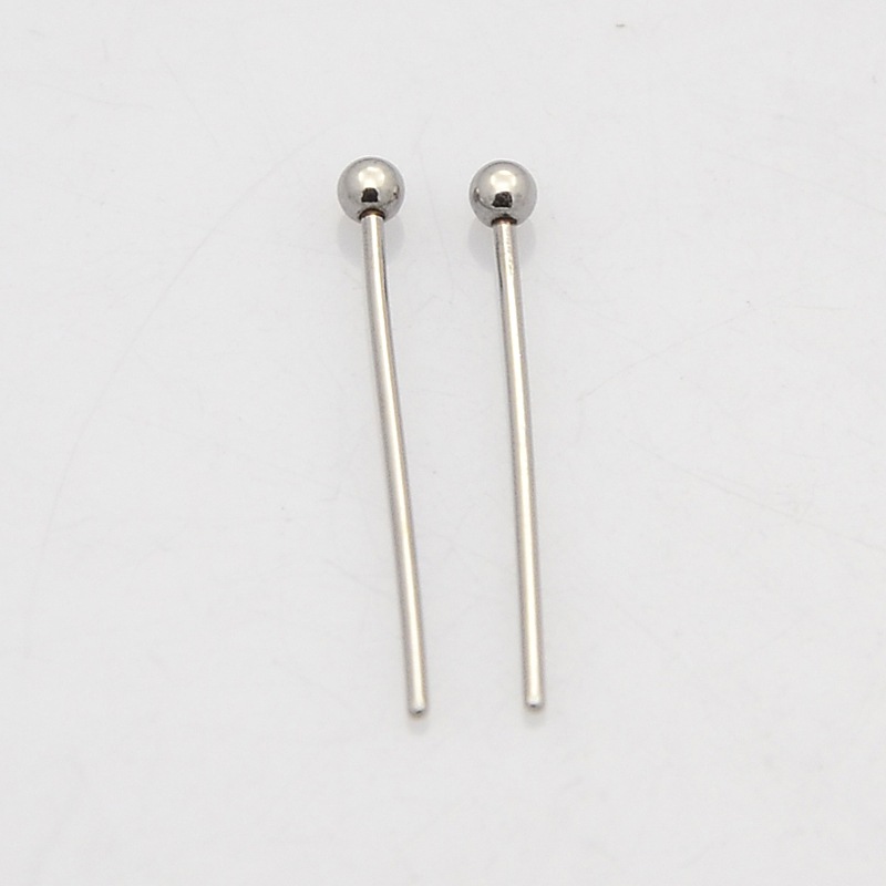PandaHall 304 Stainless Steel Ball Head pins, Stainless Steel Color, 25mm, Pin: 0.7mm Stainless Steel