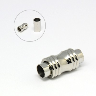 PandaHall 304 Stainless Steel Magnetic Clasps, Column, Stainless Steel Color, 19mm, Hole: 5mm Stainless Steel Column