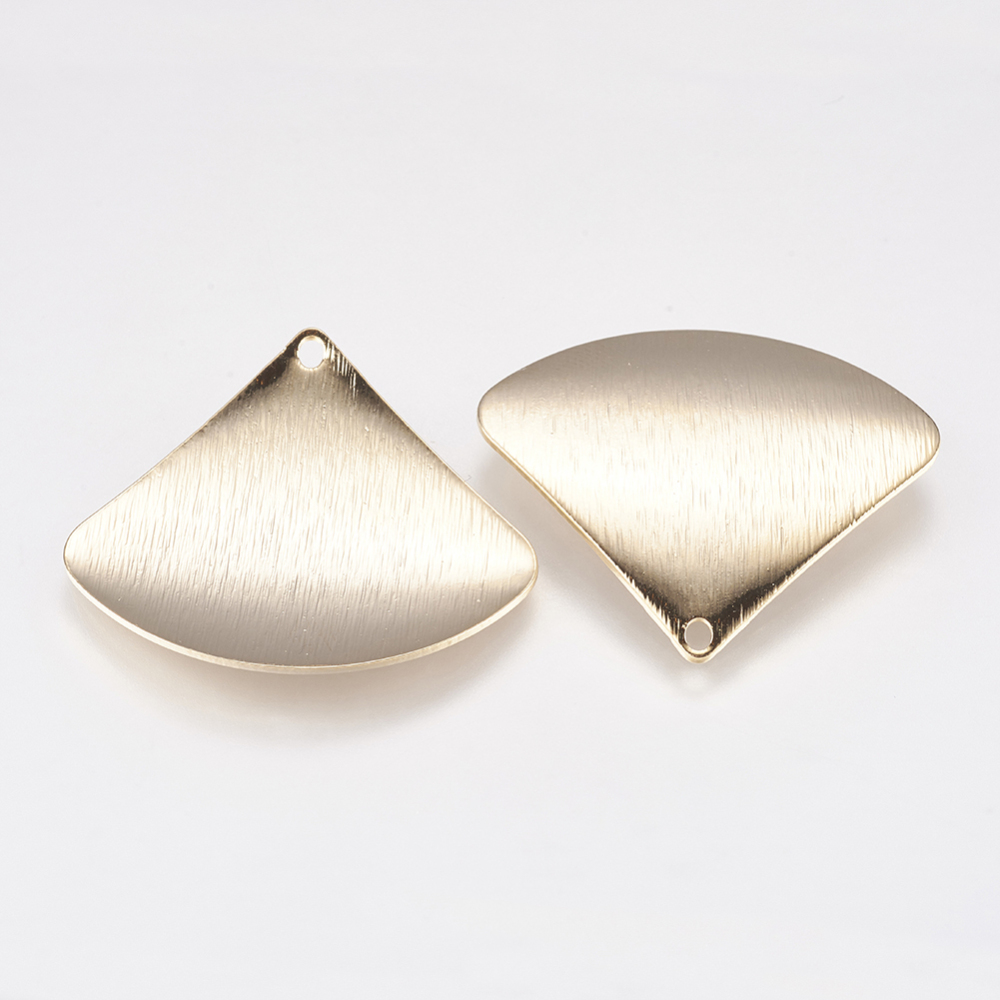 PandaHall Brass Pendants, Sector, Real Gold Plated, 27x30x3mm, Hole: 1.5mm Brass Triangle