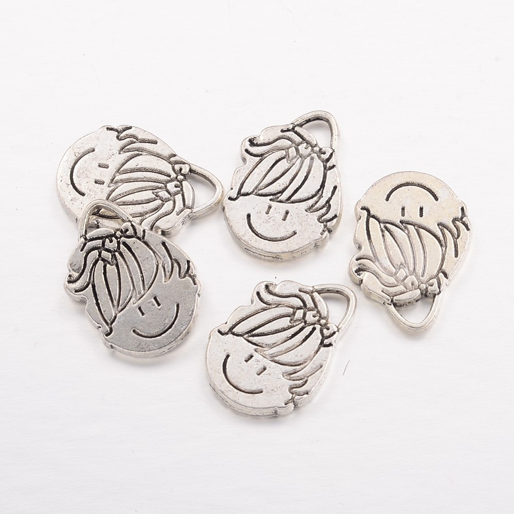 PandaHall Tibetan Silver Pendants, Lead Free and Cadmium Free, Girl, Antique Silver Color, about 22mm long, 15mm wide, 3mm thick, hole...