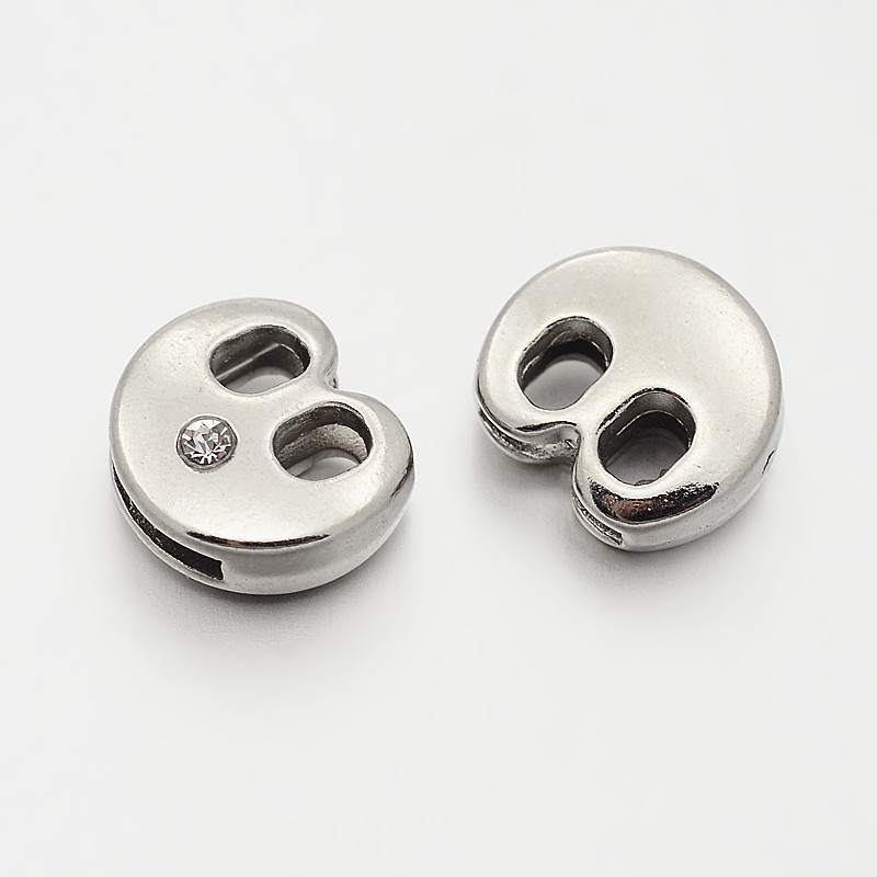 PandaHall Letter.B Slider Beads for Watch Band Bracelet Making, Platinum Tone Alloy Crystal Rhinestone Slide Charms, Cadmium Free & Nickel...