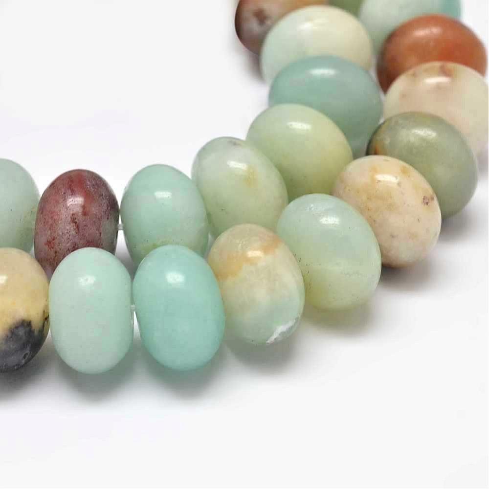 PandaHall Rondelle Natural Amazonite Beads Strands, 12x8mm, Hole: 1mm; about 48pcs/strand, 15.5" Amazonite Rondelle