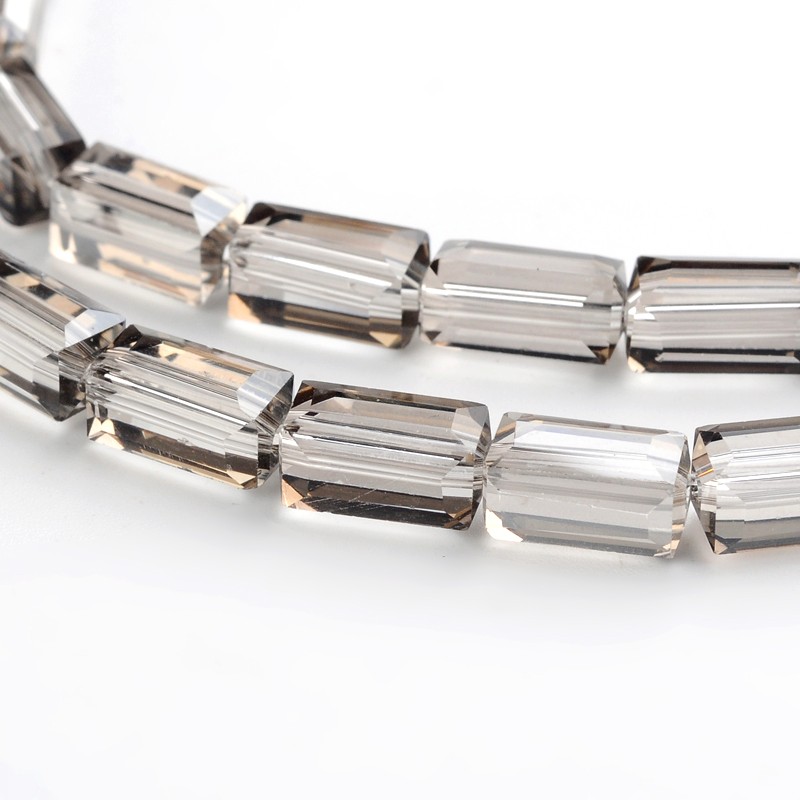 PandaHall Pearl Luster Plated Faceted Cuboid Electroplate Glass Beads Strands, LightGrey, 8x4x4mm, Hole: 1mm; about 50pcs/strand, 16" Glass...