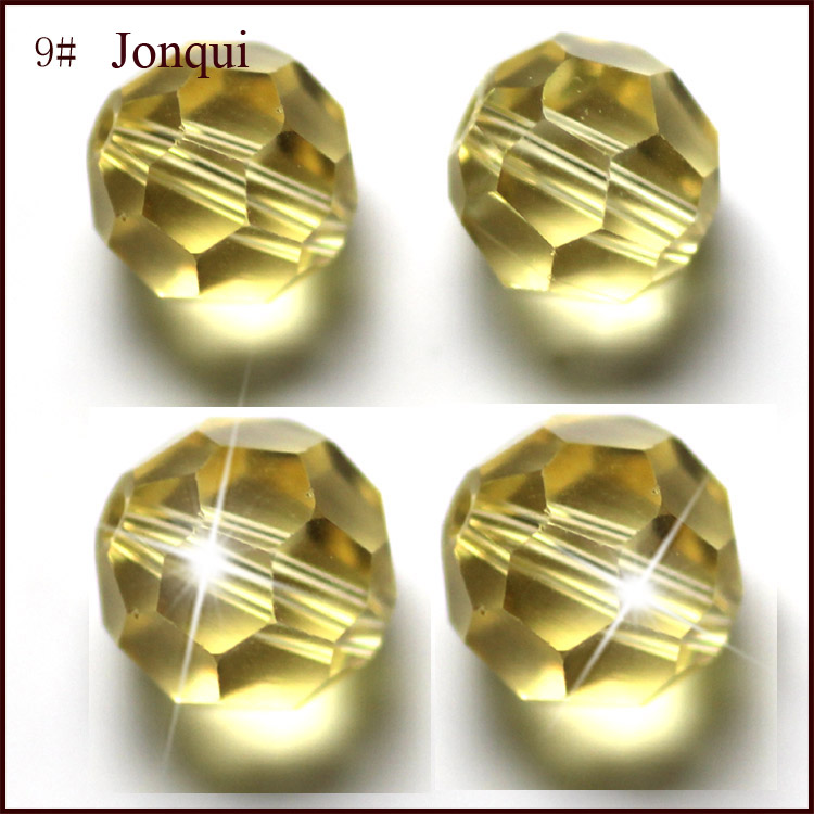 PandaHall Imitation Austrian Crystal Beads, Grade AAA, Faceted, Round, ChampagneYellow, 8mm, Hole: 1mm Glass Round Yellow