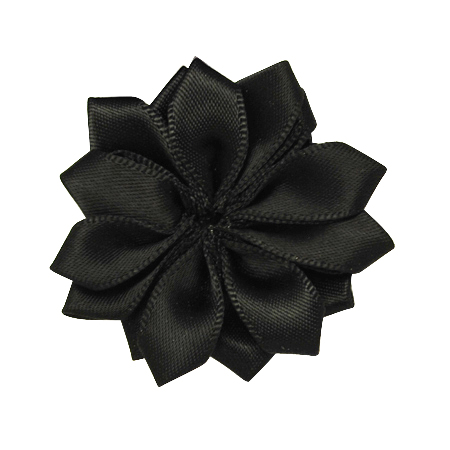 PandaHall Black Handmade Woven Flower Costume Accessories, 37x37x7mm Cloth Flower Black