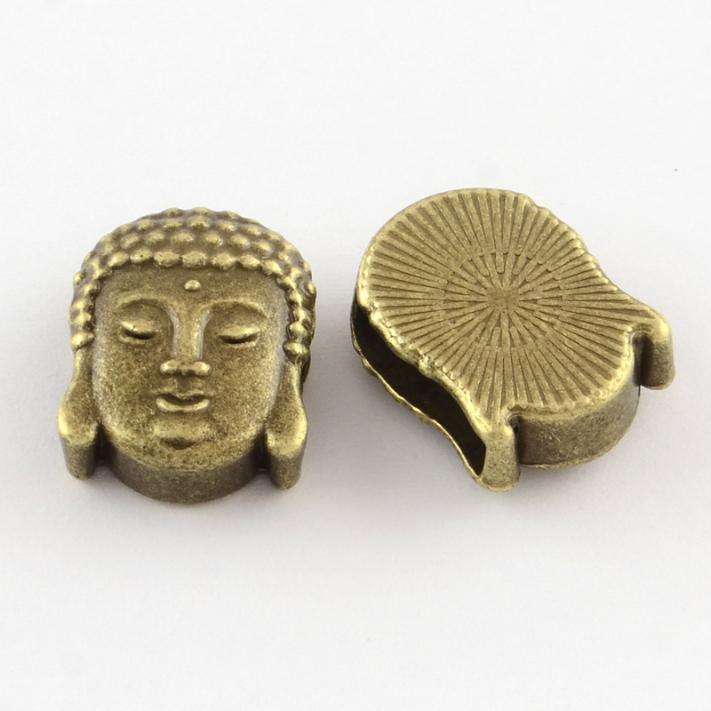 PandaHall Tibetan Style Buddha Alloy Slide Charms, Cadmium Free & Nickel Free & Lead Free, Antique Bronze, 16x12x6mm, Hole: 11x3mm; about...