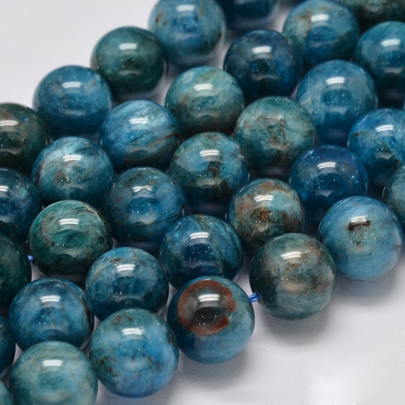 PandaHall Natural Apatite Round Bead Strands, 10mm, Hole: 1mm; about 41pcs/strand, 15.5" Apatite Round