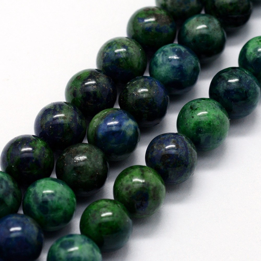 PandaHall Natural Malachite Beads Strands, Deyd, Round, 6mm, Hole: 0.8mm; about 63pcs/strand,  14.76"(37.5cm) Malachite Round