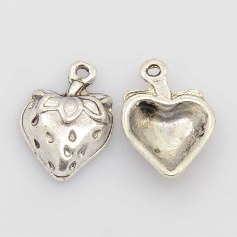 PandaHall Tibetan Style Strawberry Pendants, Lead Free and Cadmium Free, Antique Silver, 14.5mm wide, 20mm long, hole: 2mm Alloy Fruit