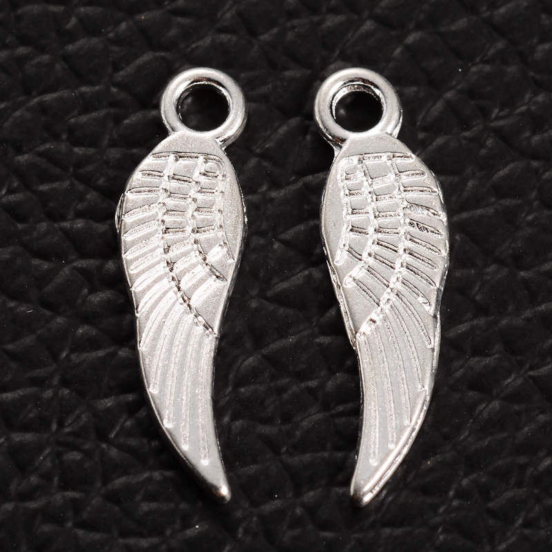 PandaHall Tibetan Style Pendant, Silver, Lead Free and Cadmium Free, Wing, about 5mm wide, 18mm long, hole: 1.5mm Alloy Wing Silver