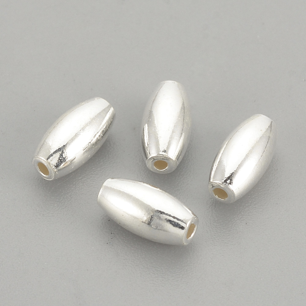 PandaHall 925 Sterling Silver Beads, Rice, Silver, 6x3mm, Hole: 0.5mm Sterling Silver Rice Silver