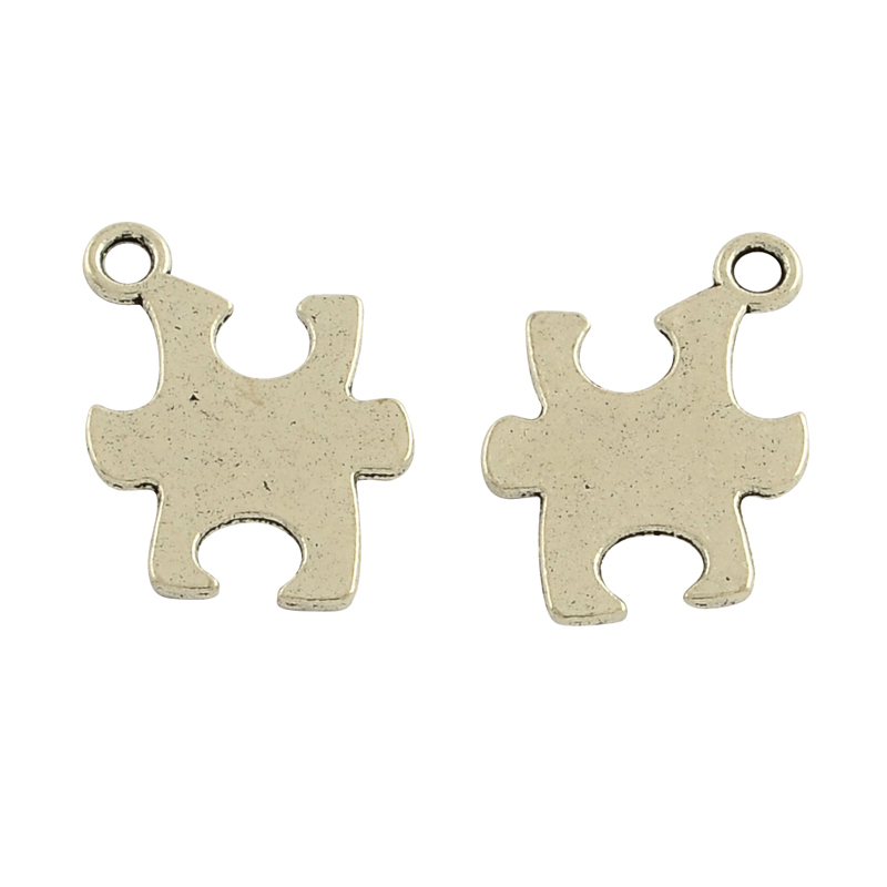 PandaHall Tibetan Style Alloy Pendants, Puzzle Autism Symbol, Lead Free & Cadmium Free, Antique Silver, 22x14x1mm, Hole: 2mm; about...