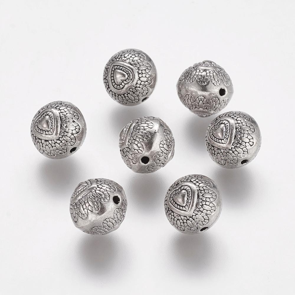 PandaHall Tibetan Style Beads, Lead Free & Nickel Free & Cadmium Free, Flat Round, Antique Silver, 10mm in diameter, 8mm thick, Hole: 1.5mm...