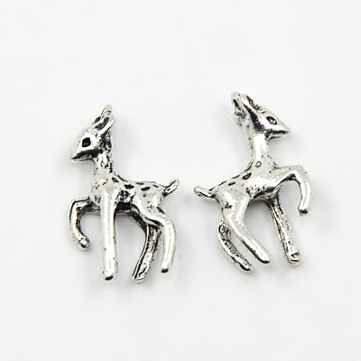 PandaHall Tibetan Style Pendants, Lead Free, Deer, Antique Silver, 21x12.5x4mm, Hole: 1mm Alloy Deer