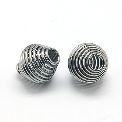 PandaHall 304 Stainless Steel Spring Beads, Coil Beads, Bicone, Stainless Steel Color, 11x10mm Steel Bicone