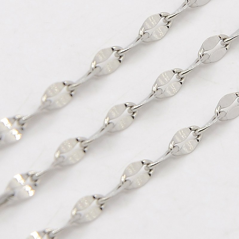 PandaHall 304 Stainless Steel Cable Chains, Decorative Chains, with Flat Oval Connector, Stainless Steel Color, 2.3x2.3mm Stainless Steel