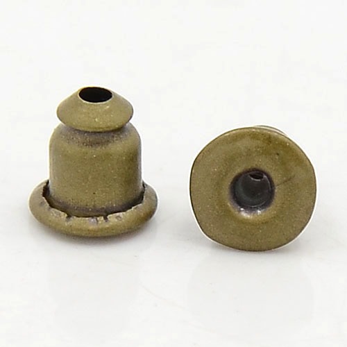 PandaHall Antique Bronze Brass Earring Ear Nuts Bullet Ear Plugging/Blocked, Lead Free and Nickel Free, 5x5mm Brass