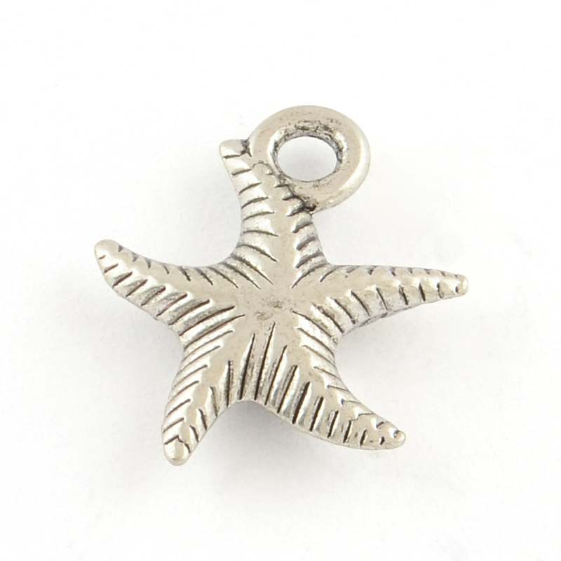 PandaHall Starfish Tibetan Style Alloy Pendants, Lead Free & Nickel Free, Antique Silver, 17x14x3.5mm, Hole: 2.5mm Alloy Starfish