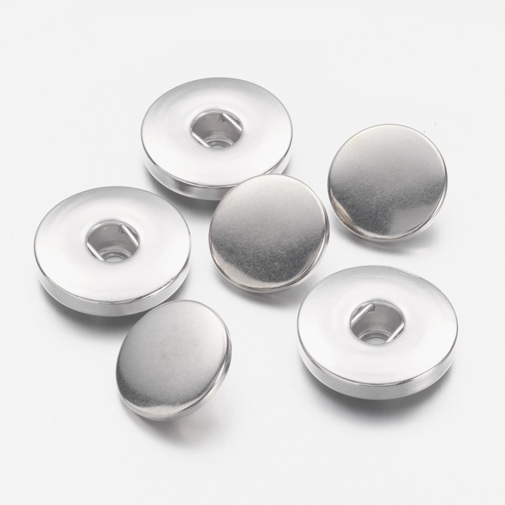 PandaHall Brass Bouton Pression Spring Snap Fastener, Including Socket, Cap, Platinum, 19x4.5mm, Hole: 4~6mm; 2pcs/set Brass